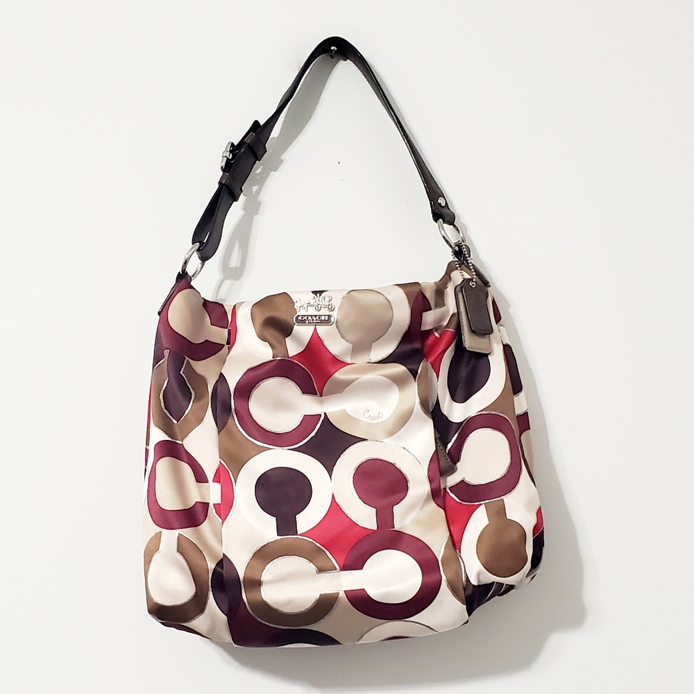 Coach Madison Isabelle Graphic Op Art Metallic Shoulder Bag 21234